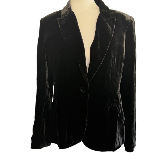 L'AGENCE Chamberlain Women's Black Velvet Whimsy Goth Feminine Blazer Sz10‎